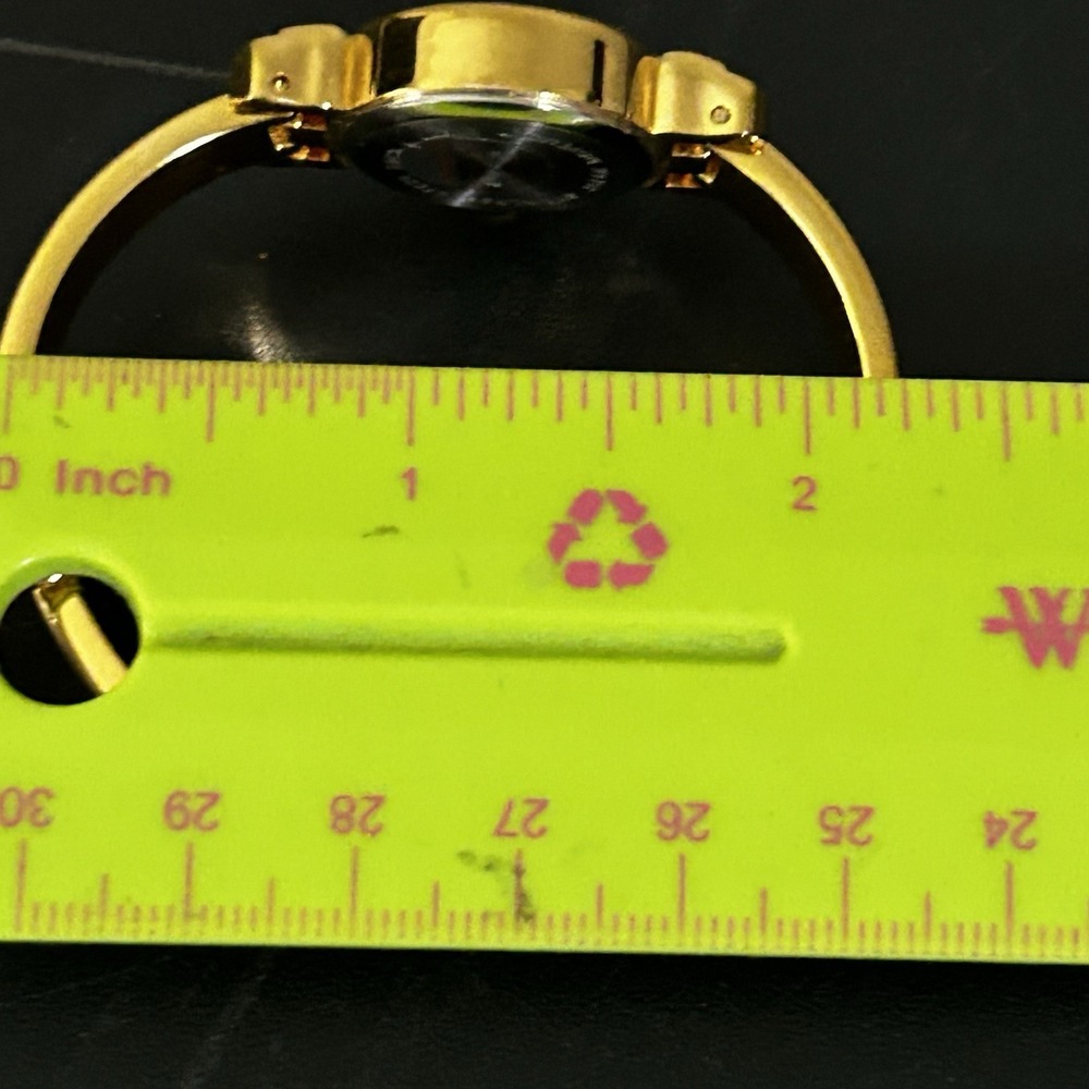 GoldTone Bracelet Watch Floating Lavender-pink Rhinestone Bezel Japan Quartz Y2K - Picture 2 of 9